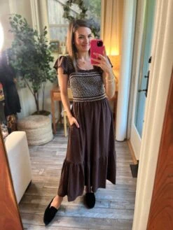 Woven Midi Dress With Embroidery Bodice Smocking | S - 3XL -Discount Divas Shop 8f7b791631422af99186a4275cde53ea