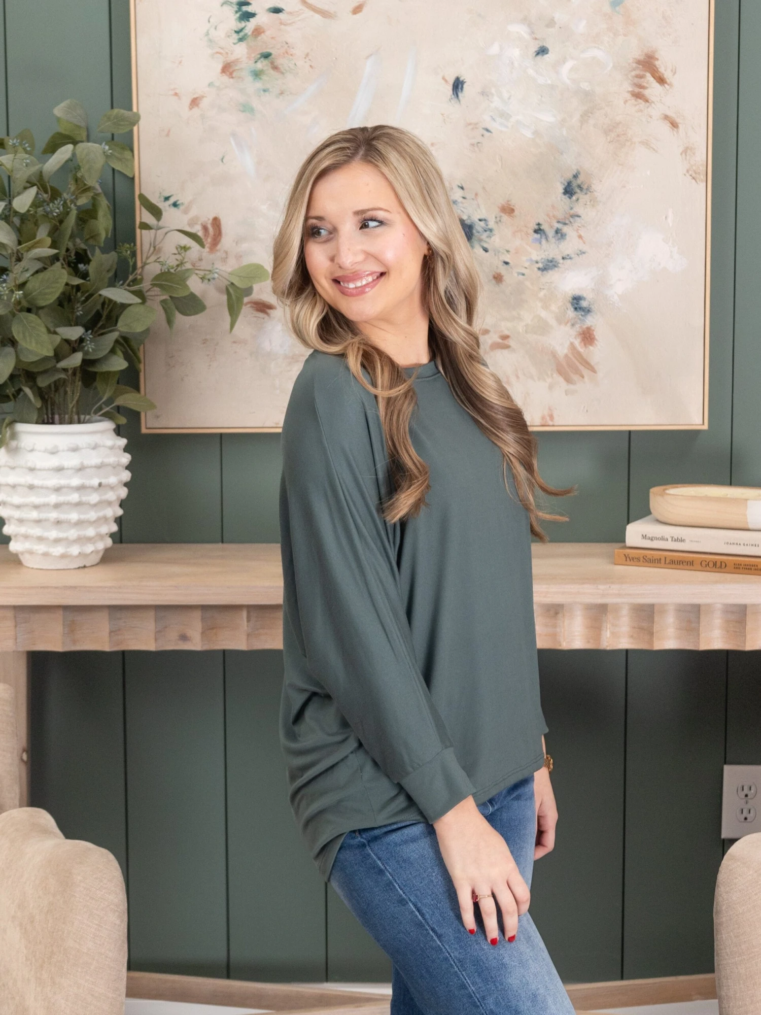 3/4 Sleeve Knit Dolman Top | S-L 4 3/4 Sleeve Knit Dolman Top | S-L - Image 4