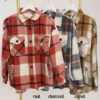 Zenana Oversized Long Sleeve Button Down Plaid Shacket W/ Pockets | S - L