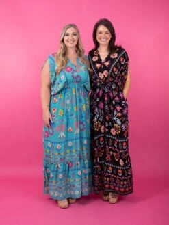 Easel Dolman Sleeve Printed Gauze V Neck Maxi Dress | S - L -Discount Divas Shop 901fa7d3d040066047e20446f0e6468a