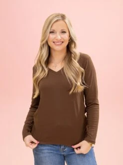 Long Sleeve Essential V Neck Tee By DD Design | S-3XL -Discount Divas Shop 9020edb53ce95bc9ce8a5d4129a97b1c