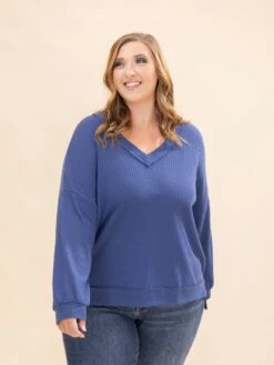 V Neck Waffle Knit Top By DD Design | S-3XL -Discount Divas Shop 90c2420ec33a0e4d41fe94c9b6841ea6