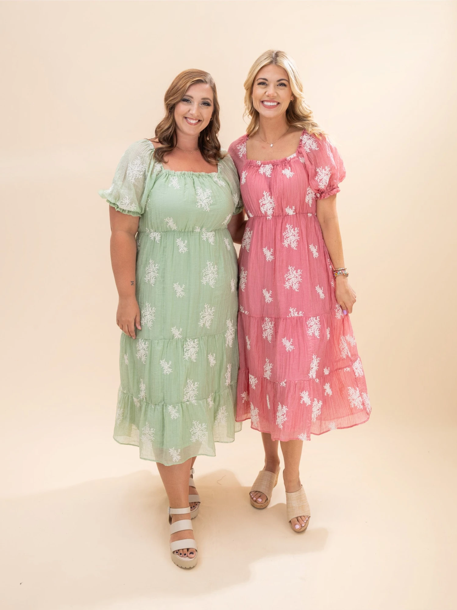 Embroidered Puff Sleeve Midi Dress | S-L 1 Embroidered Puff Sleeve Midi Dress | S-L