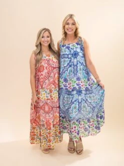 Mixed Print Chiffon Midi Dress W/ Pockets | S-L