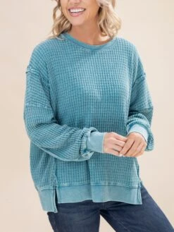 Mineral Washed Thermal Pullover | S-L -Discount Divas Shop 91b1e041e9be74f8620ed3ae78cc6245