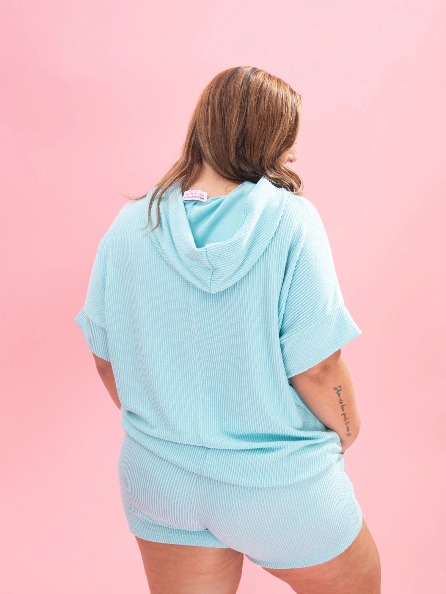 Raised Rib Short Sleeve HoodieTop & Shorts W/ Pockets Set By DD Design | S-3XL 14 Raised Rib Short Sleeve HoodieTop & Shorts W/ Pockets Set By DD Design | S-3XL - Image 14