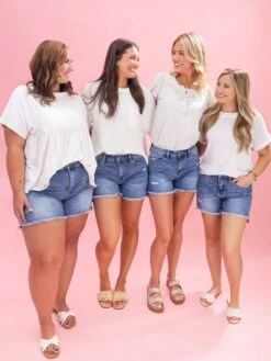 Diva Denim High Rise High Low Fray Hem Short | XS - 3X -Discount Divas Shop 9257f0f43425231d9ef8454dad71630d