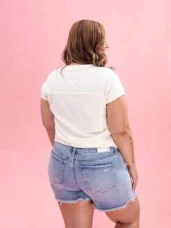 Diva Denim High Rise Fray Hem Short | XS - 3X -Discount Divas Shop 92f1e4f5d89b145be52d318ee4c3ee57