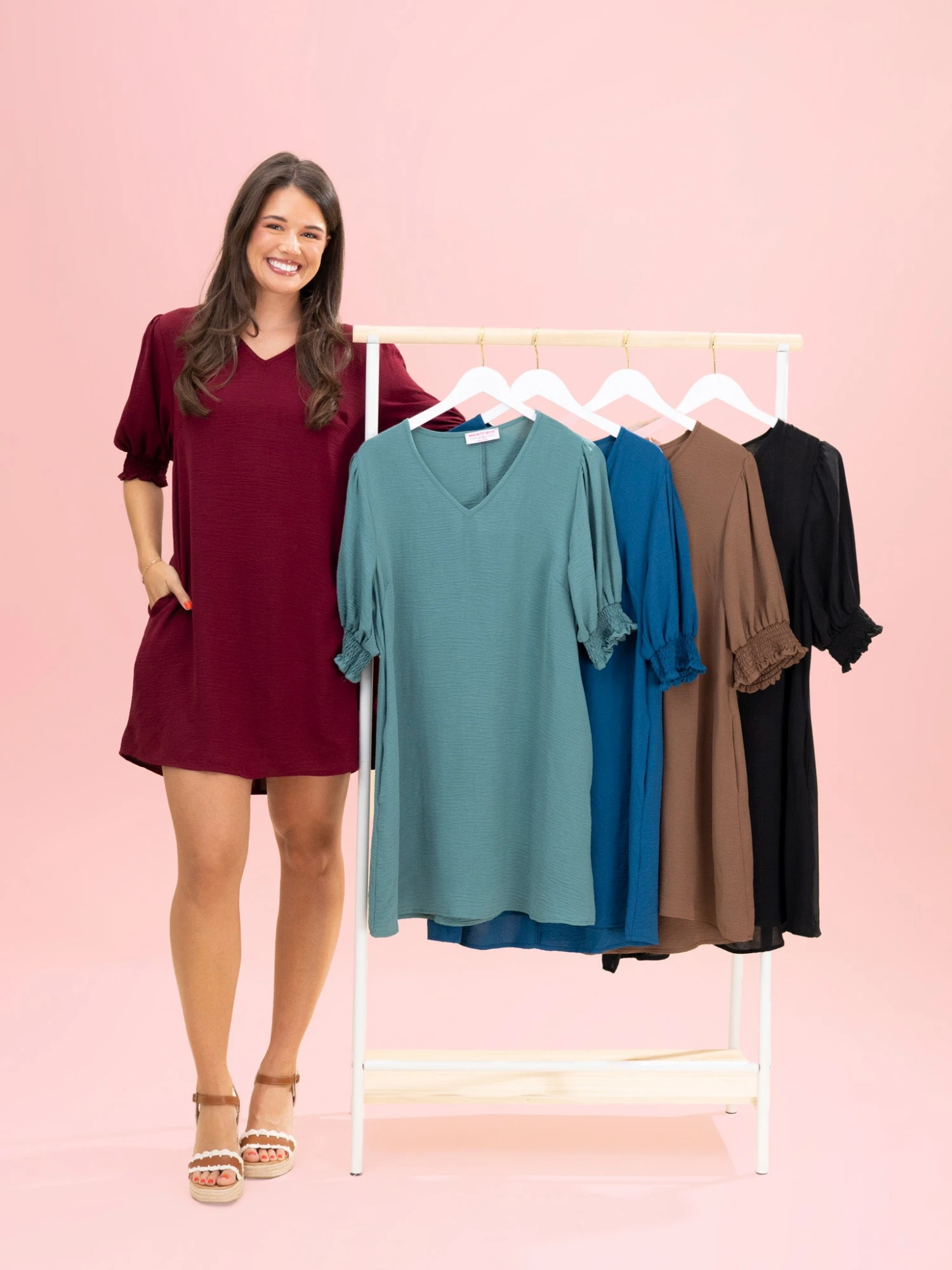 Smocked Sleeves V Neck Airflow Dress By DD Design | S-3XL 1 Smocked Sleeves V Neck Airflow Dress By DD Design | S-3XL