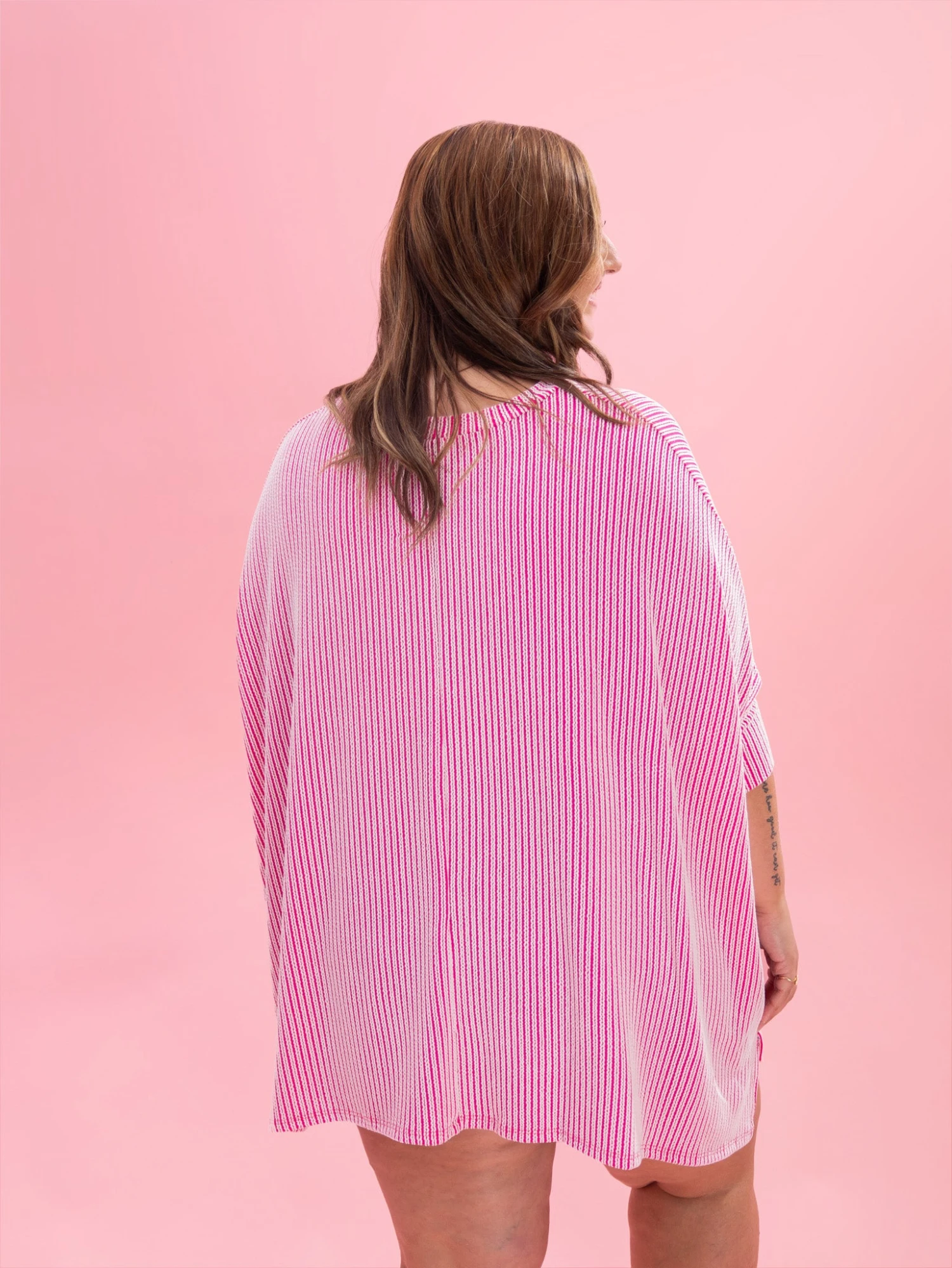 White Stripe Easy Fit 3/4 Sleeve Top By DD Design | Reg-Plus 10 White Stripe Easy Fit 3/4 Sleeve Top By DD Design | Reg-Plus - Image 10