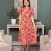 Floral Short Sleeve Smocked Waist Maxi Dress | S - XL