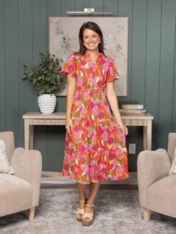 Floral Short Sleeve Smocked Waist Maxi Dress | S - XL