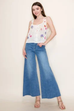 Sleeveless Button Down Front Cardigan | S-3X White Birch