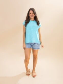 Zenana Woven Double Gauze Acid Washed Short Sleeve Top | S-L -Discount Divas Shop 93afcf5222a6f26f68a693b8dce1fb88
