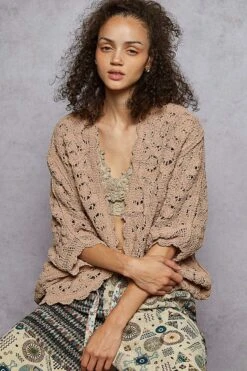 Chenille Crochet Knit Cardigan | One Size POL