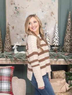 StripeCable Knit Sweater W/ Side Slits | S-L Thanksgiving 12 StripeCable Knit Sweater W/ Side Slits | S-L Thanksgiving -Discount Divas Shop 9511d454276daeb336d66a8491b0c61a