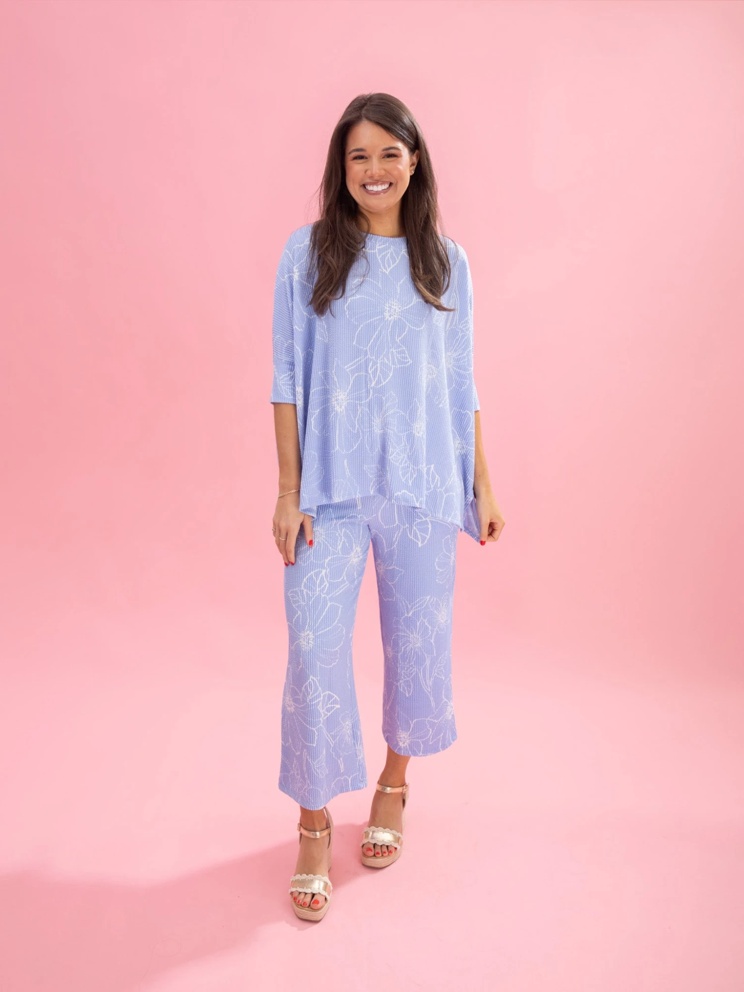 Floral Raised Rib Easy Fit 3/4 Sleeve Top By DD Design | Reg-Plus Pair W/ Sku62311 10 Floral Raised Rib Easy Fit 3/4 Sleeve Top By DD Design | Reg-Plus Pair W/ Sku62311 - Image 10