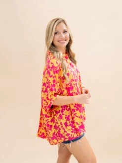 Peach Blossom Print Oversized Button Down Shirt | S-L -Discount Divas Shop 96e05415f2d1ae723c7bfaadb7306bf9