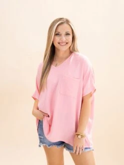 Zenana Airflow V-Neck Dolman Short Sleeve Top With Pocket -Discount Divas Shop 97e9e97e86de093968375e986c4c4533