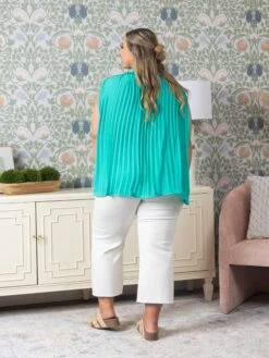 Smocked Mock Neck Sleeveless Pleated Accordion Blouse | S-3XL 7 Smocked Mock Neck Sleeveless Pleated Accordion Blouse | S-3XL -Discount Divas Shop 97eab87bb916cf189a6424d5528b2f33