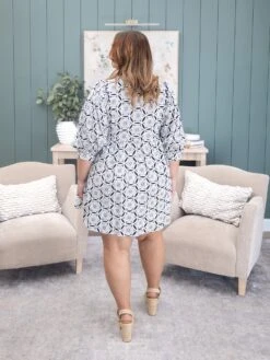 Geometric Print Short Dress With 3/4 Sleeves | S-L 7 Geometric Print Short Dress With 3/4 Sleeves | S-L -Discount Divas Shop 98085d440dc50fe2309cc5df119a8cbb