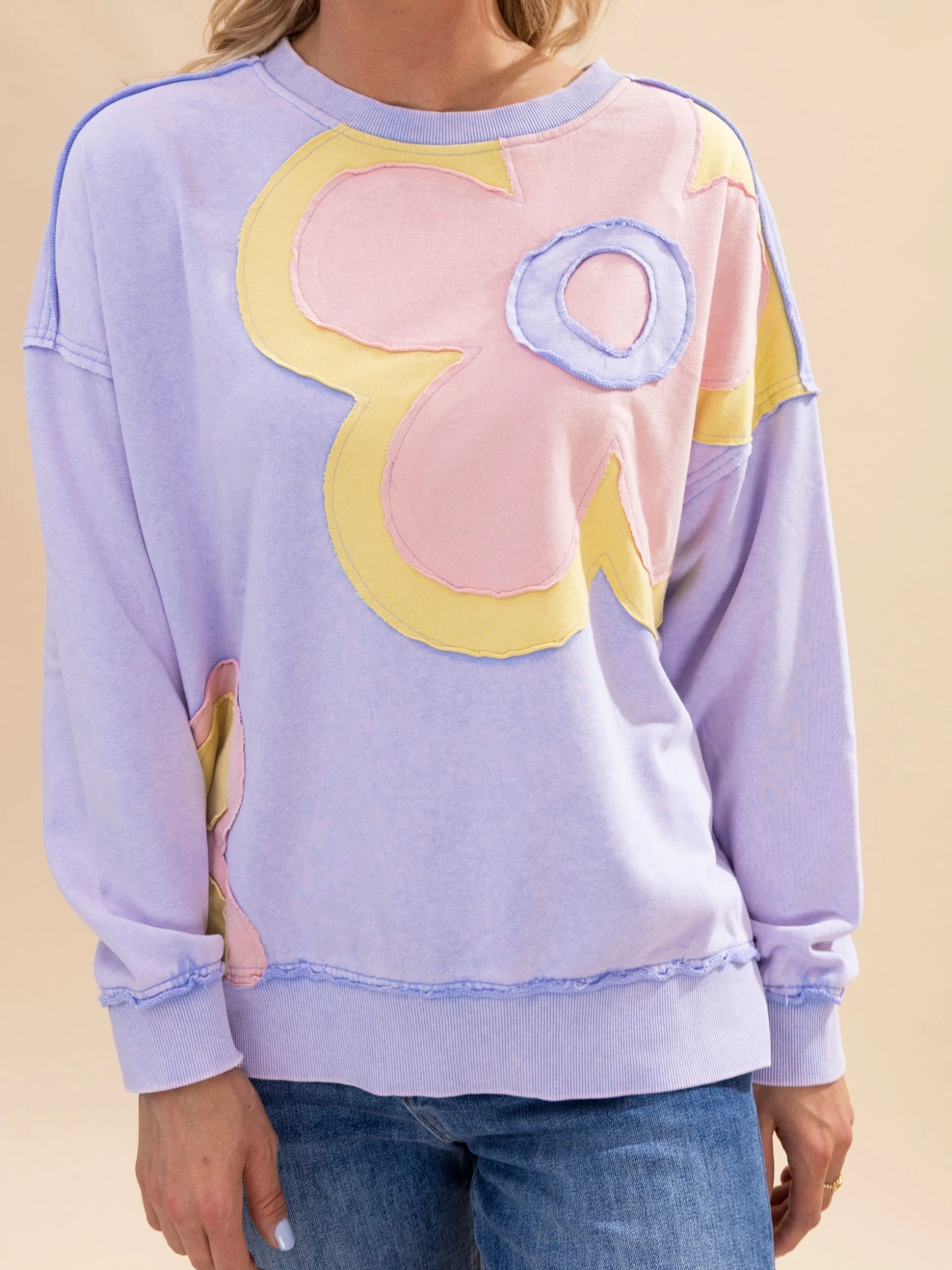 Long Sleeve Flower Patch Detailing Sweatshirt | S-L 3 Long Sleeve Flower Patch Detailing Sweatshirt | S-L - Image 3