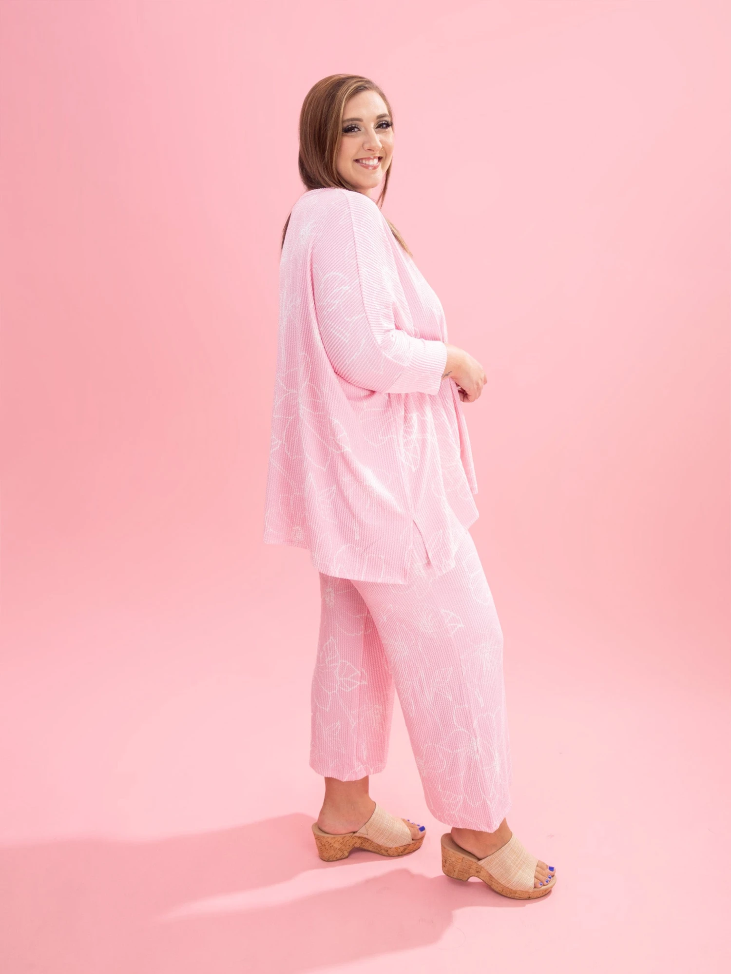 Floral Raised Rib Easy Fit 3/4 Sleeve Top By DD Design | Reg-Plus Pair W/ Sku62311 8 Floral Raised Rib Easy Fit 3/4 Sleeve Top By DD Design | Reg-Plus Pair W/ Sku62311 - Image 8