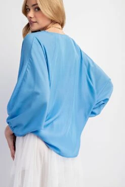 Dolman Sleeve Washed Satin Loose Fit Top | S - L Easel -Discount Divas Shop 9884d1db74e156dfeb2827f259cfe49e