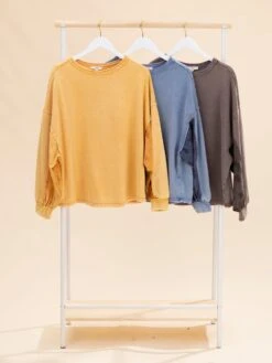 Dolman Sleeve Washed Terry Pullover | S-L