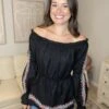 Embroidered Off Shoulder Long Sleeve Top | S - 3X