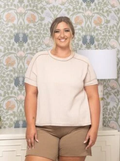 Zenana Raised Rib ShortSleeve Raw Edge Top | S/M - L/XL -Discount Divas Shop 995b8c7659ab26156fdf1032b93afd58