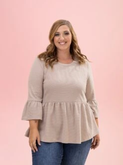 Comfy Knit Ruffle Hem 3/4 Sleeve Top By DD Design | S-3XL -Discount Divas Shop 99743c42f133fc7581b925c4cf7748ef