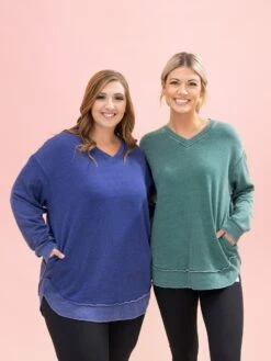 Lived In V Neck Rounded Hem Sweatshirt W/ Pockets By DD Design | S-3XL -Discount Divas Shop 997f2a68d26ccdc4e839b9b7a1bb67e4