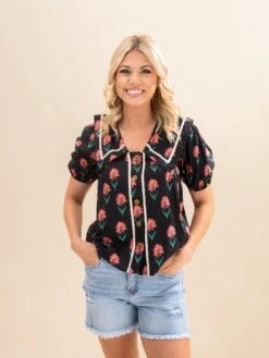 Floral Print Button Down Top | S-L