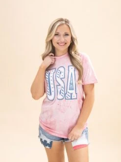 USA Red Tie Dye Tee | S - 3XL Americana