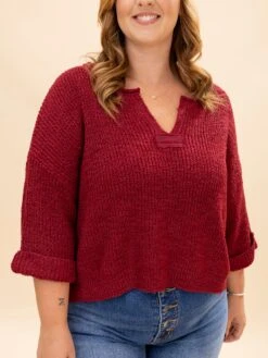 Zenana Front Slit Patch Folded Sleeve Pullover Sweater | S/M-L/XL -Discount Divas Shop 99b8460a04e128a1271232d4ba063cf9