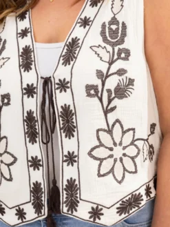 Floral Embroidery Cotton Gauze Vest | S-L Fall Western -Discount Divas Shop 99db5fc1ace0987d49eae7494bd9c8c9