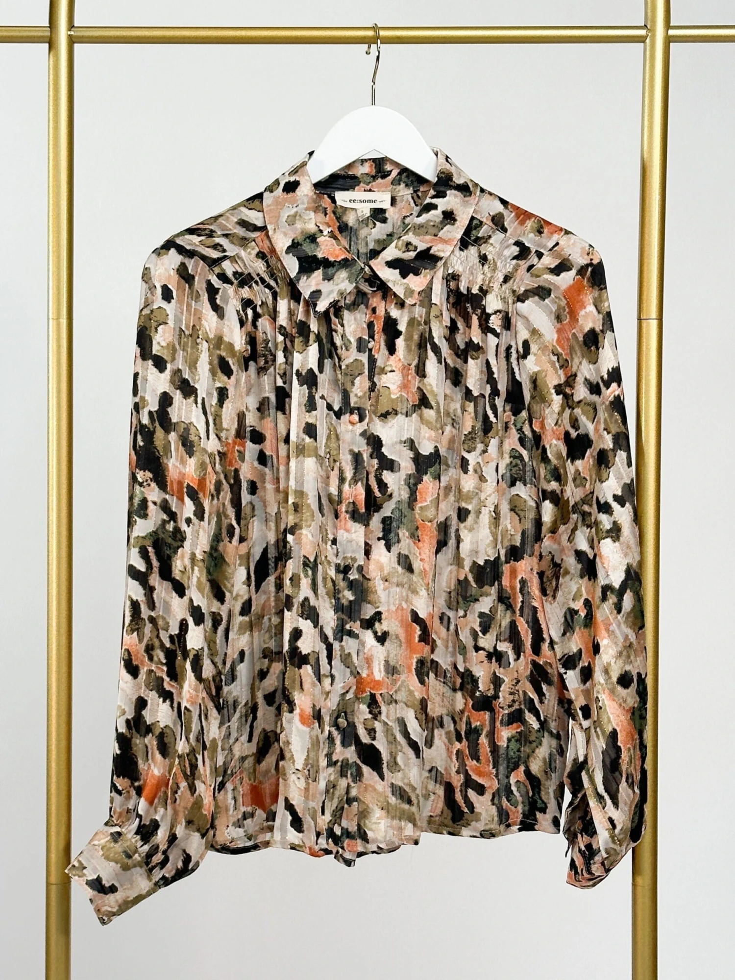 Watercolor Printed Long Sleeve Button Down Collared Top | S-L 1 Watercolor Printed Long Sleeve Button Down Collared Top | S-L