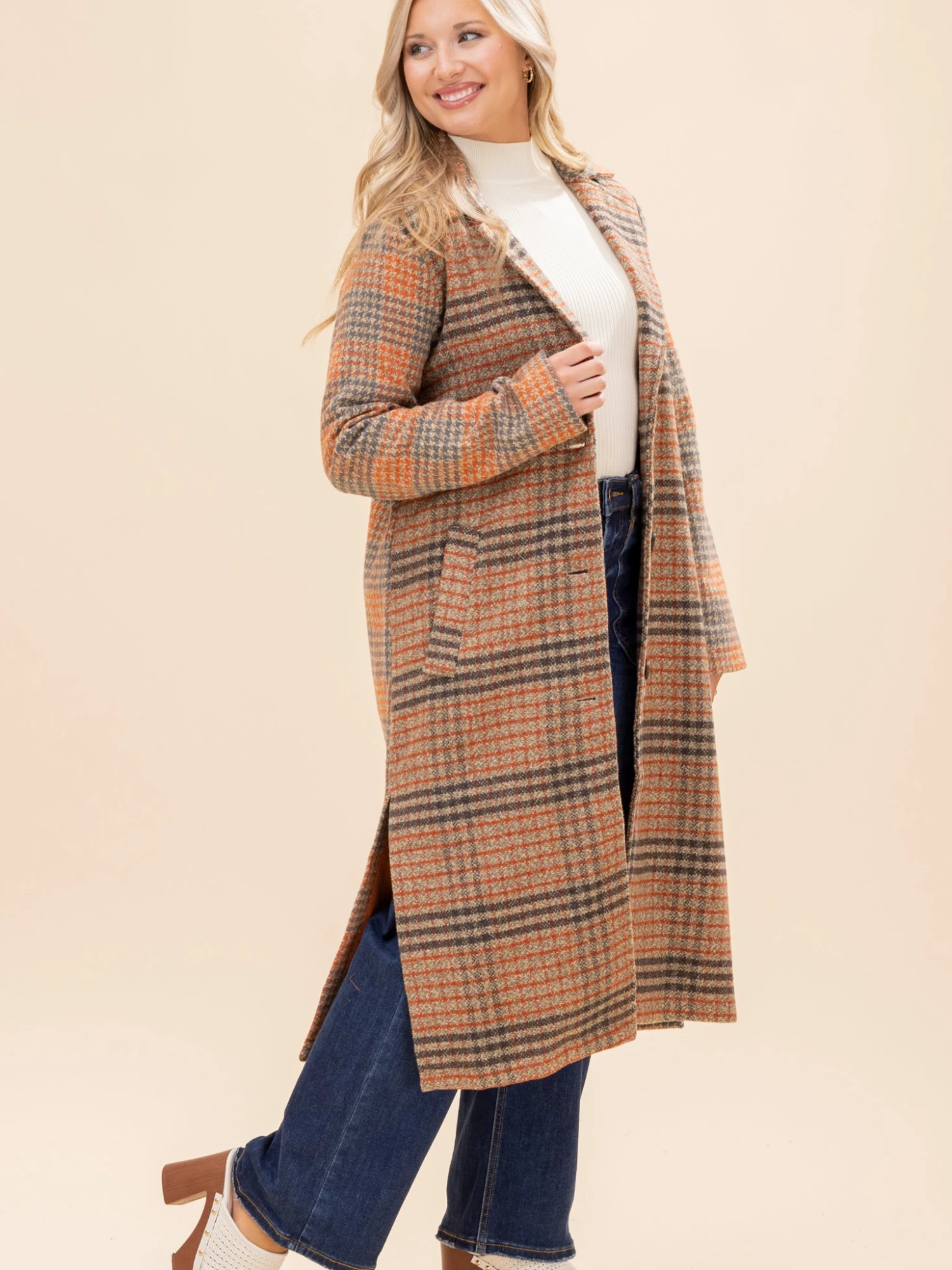 Mixed Media Long Coat | S-L 4 Mixed Media Long Coat | S-L - Image 4