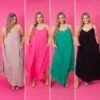 Zenana Crinkle Cami Maxi Dress W/ Side Pockets | S-XL