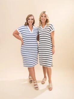 Striped Knit Midi Dress | S-L COASTAL