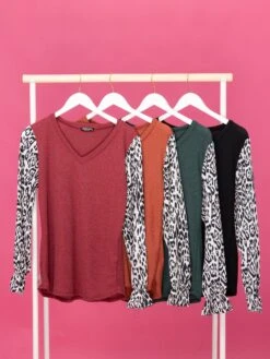 Animal Print Long Sleeve V Neck Top | S - 3X -Discount Divas Shop 9ae1bfe2564b74e714b9965a76e56f71