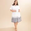 Embroidered Short Dress With Adjustable Belt | S-3XL