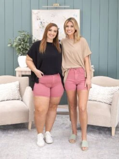 Judy Blue High Waist Garment Dyed & Back Pocket Embroidery Short| S-3XL