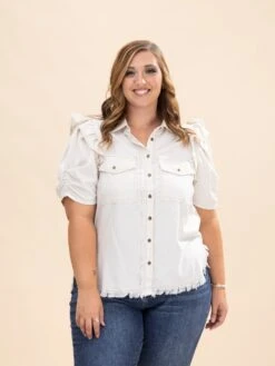 Ruffled Gathered Sleeve Linen Button Up Shirt Top | S-L Summer Concert 15 Ruffled Gathered Sleeve Linen Button Up Shirt Top | S-L Summer Concert -Discount Divas Shop 9e58799853dd4670fdcd1f6920be8666