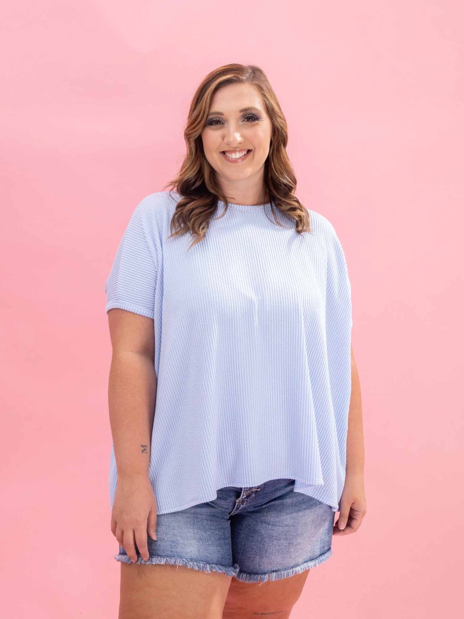 Raised Rib Short Sleeve Top By DD Design | S/M-2X/3X 4 Raised Rib Short Sleeve Top By DD Design | S/M-2X/3X - Image 4