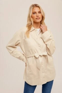 Belted Faux Suede Overshirt Jacket | S - L Hem & Thread
