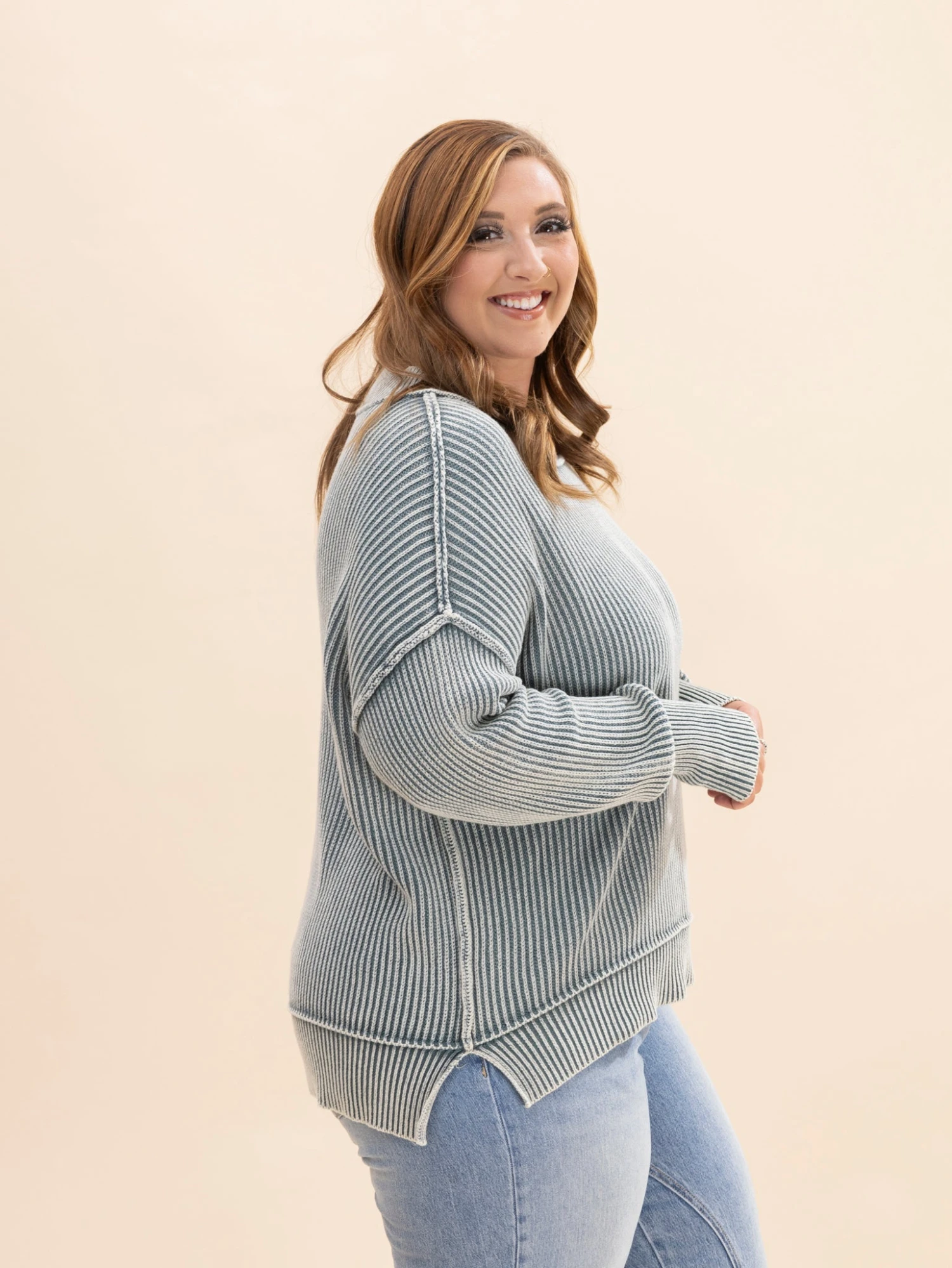 Zenana Washed Side Slit Oversized Sweater | S/M-L/XL 7 Zenana Washed Side Slit Oversized Sweater | S/M-L/XL - Image 7