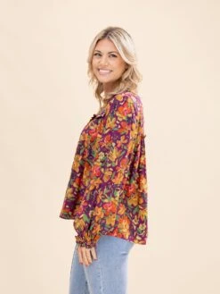 Long Sleeve Printed Challis Babydoll Top | S-L -Discount Divas Shop 9fe549696c85cb89ac6e8bc3f8d2b4a6