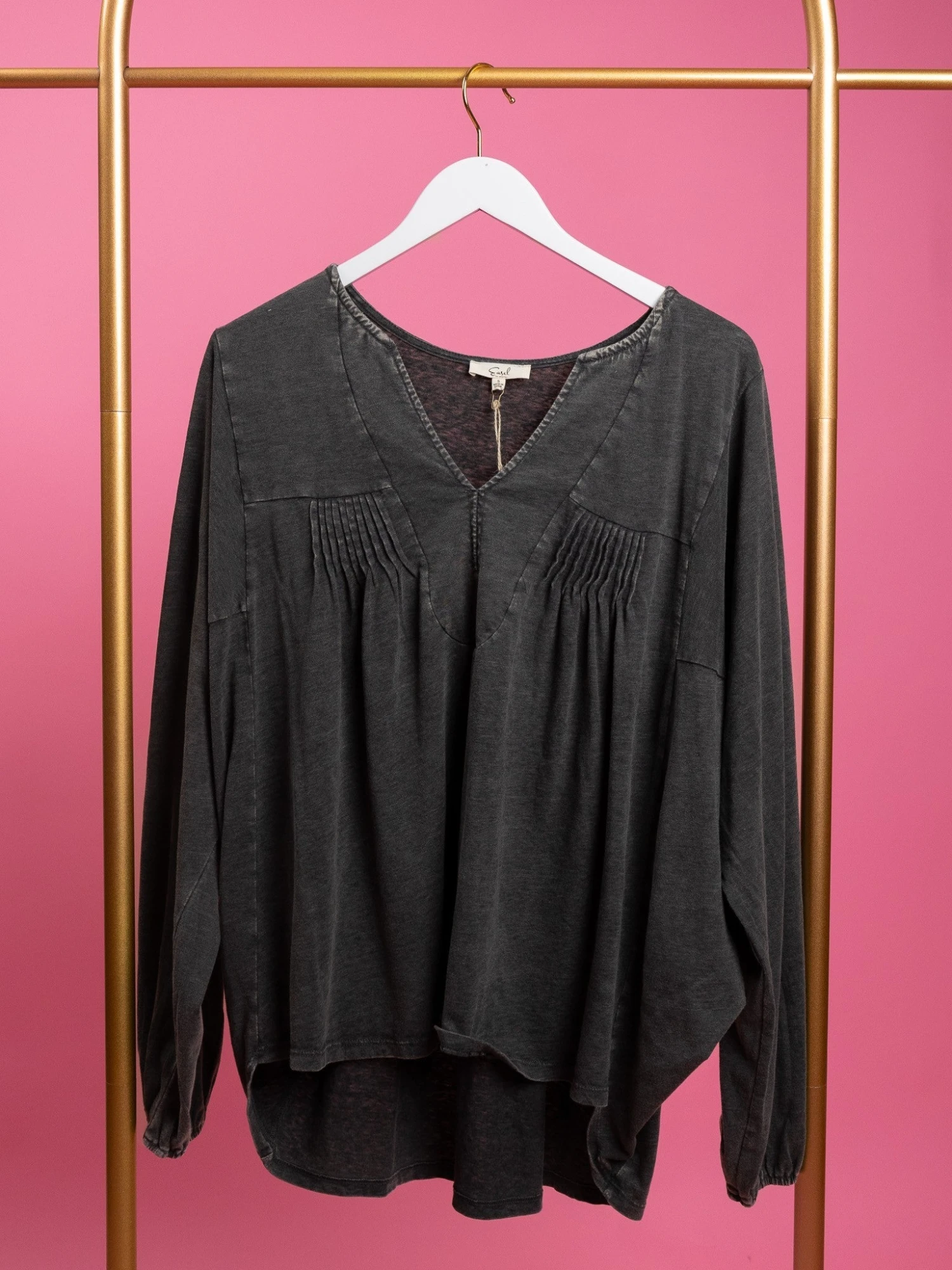 Washed Cotton Slub Long Sleeve V Neck Knit Top | S - L 1 Washed Cotton Slub Long Sleeve V Neck Knit Top | S - L